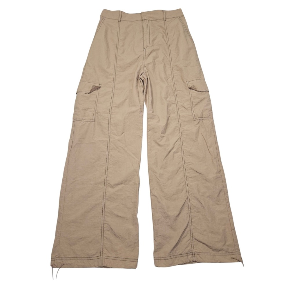 Love Tree Y2K Style Wide Leg Nylon Cargo Pants Tan Khaki Sz L